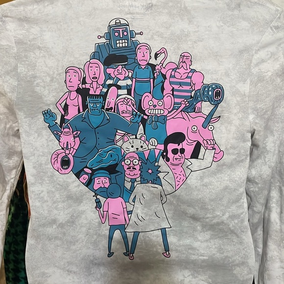 RICK & MORTY men’s small white/gray long sleeve t shirt top graphic print casual - Picture 5 of 9